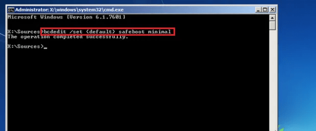 The operation completed successfully