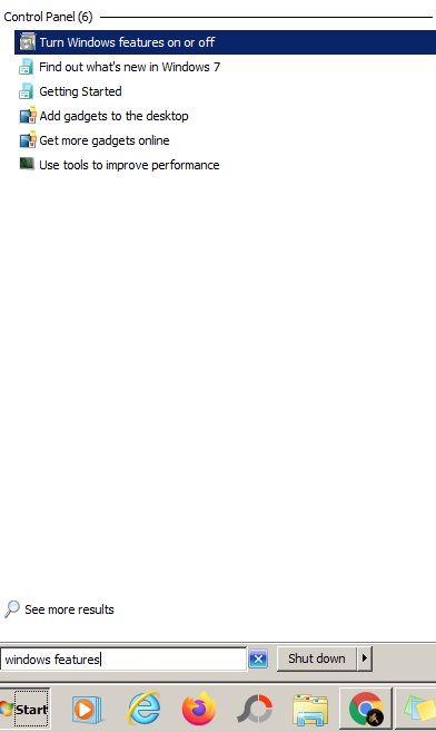 Turn Windows features on or off